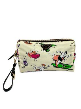 Prada Pouch Ivory Pink Multi Surfing Pattern